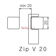 Wieszak punktowy Zip V 20mm do grzejników Intra - rysunek techniczny